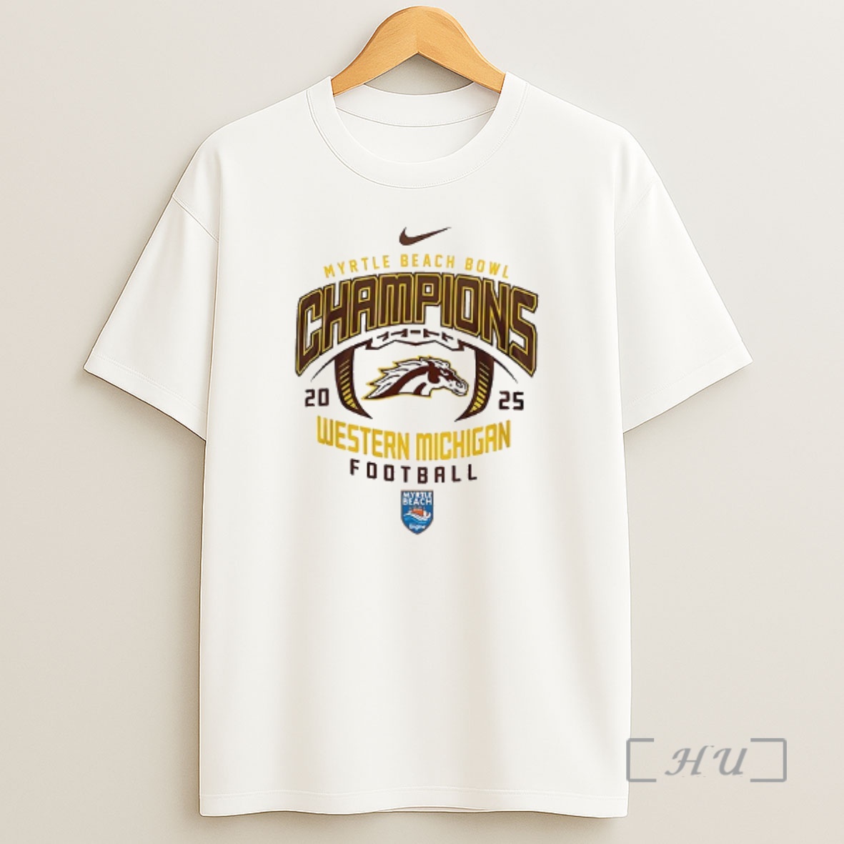Officials Western Michigan Broncos Myrtle Beach Bowl Champions 2025 Mascot Double Sided Graphic Shirt Sweatshirt Tee