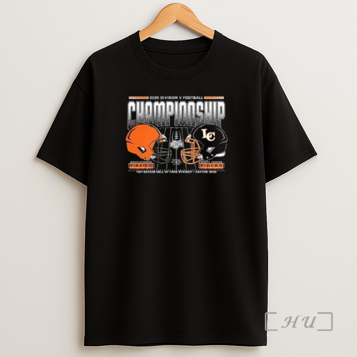 Officials Wheelersburg Pirates Vs Liberty Center Tigers 2025 Division V Football Championship Circle Black Premium Shirt Sweatshirt Tee
