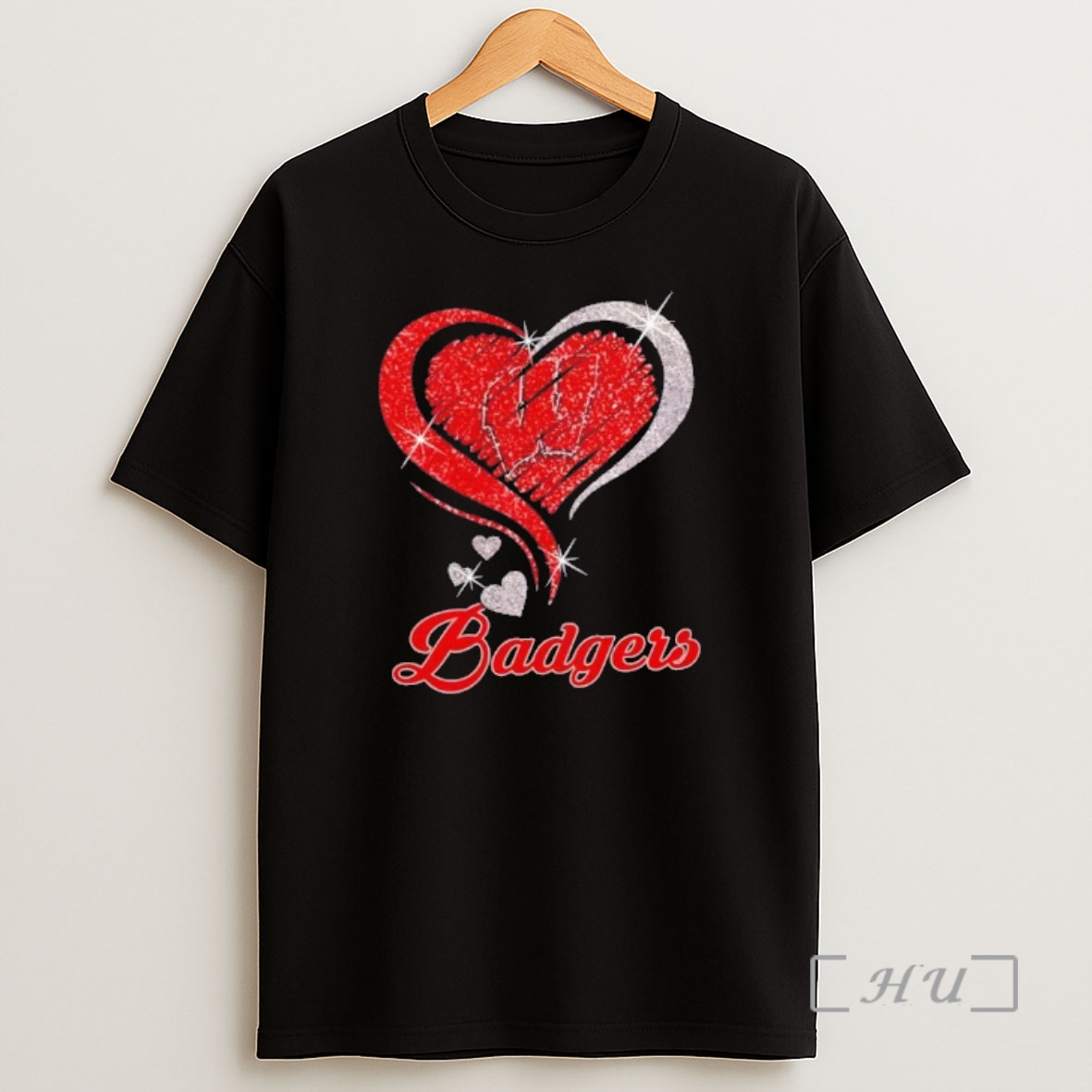 Officials Wisconsin Badgers Football In Glitter Heart Fans Shirt Sweatshirt Tee