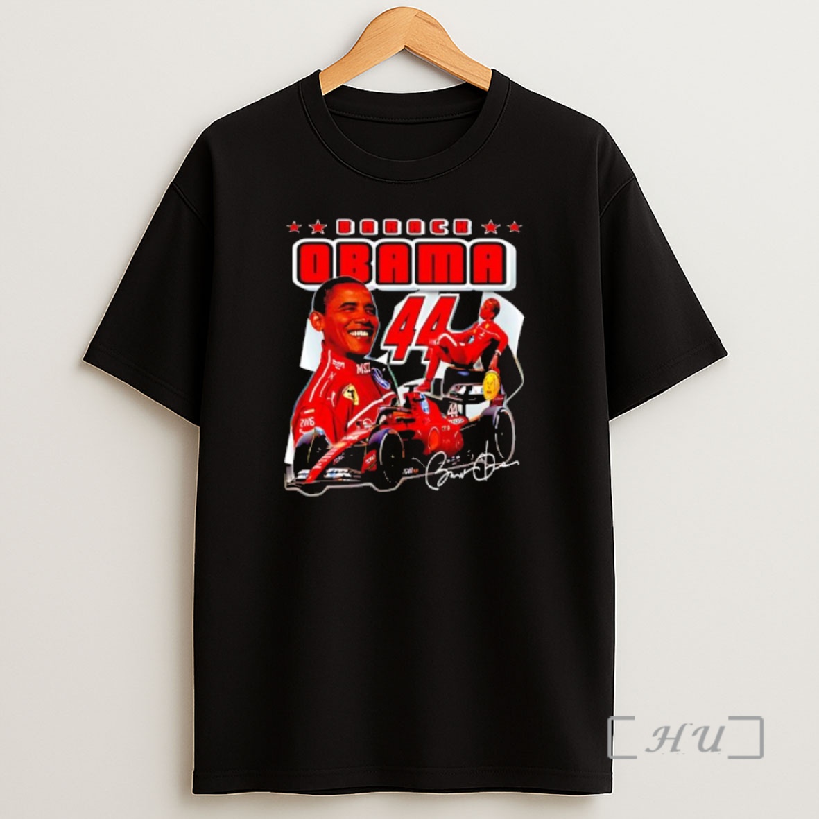 Officials Arack Obama And Lewis Hamilton Ferrari Formula 1 Car Graphic Shirt Sweatshirt Tee