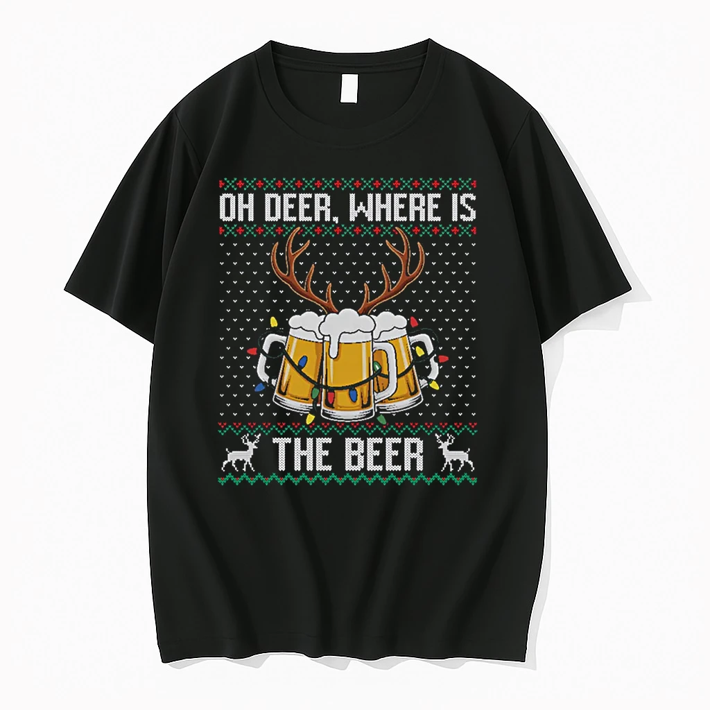 Oh Deer Where Is The Beer Christmas Lights Ugly Shirts
