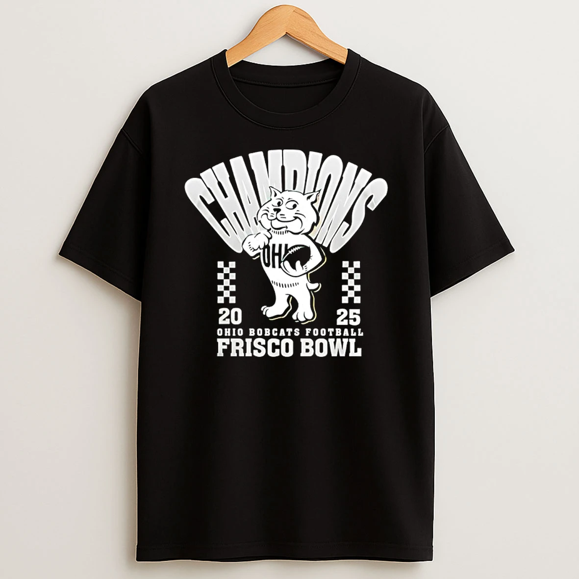 Ohio Bobcats Frisco Bowl Champions 2025 Mascot Shirts