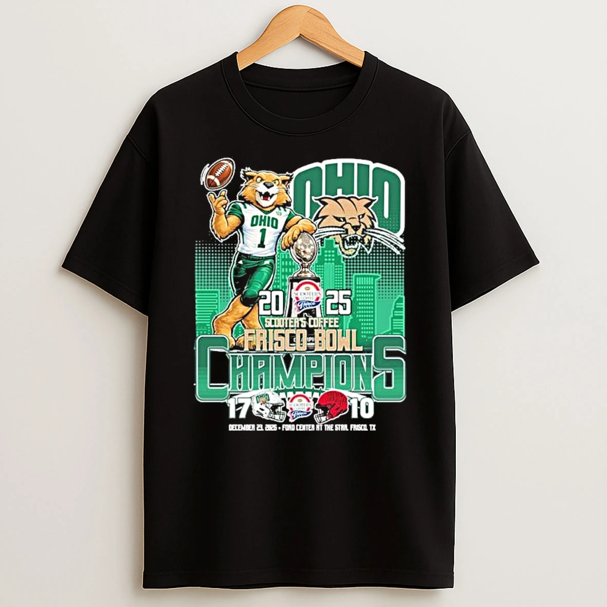 Ohio Bobcats Mascot 2025 Frisco Bowl Champions Score Shirts