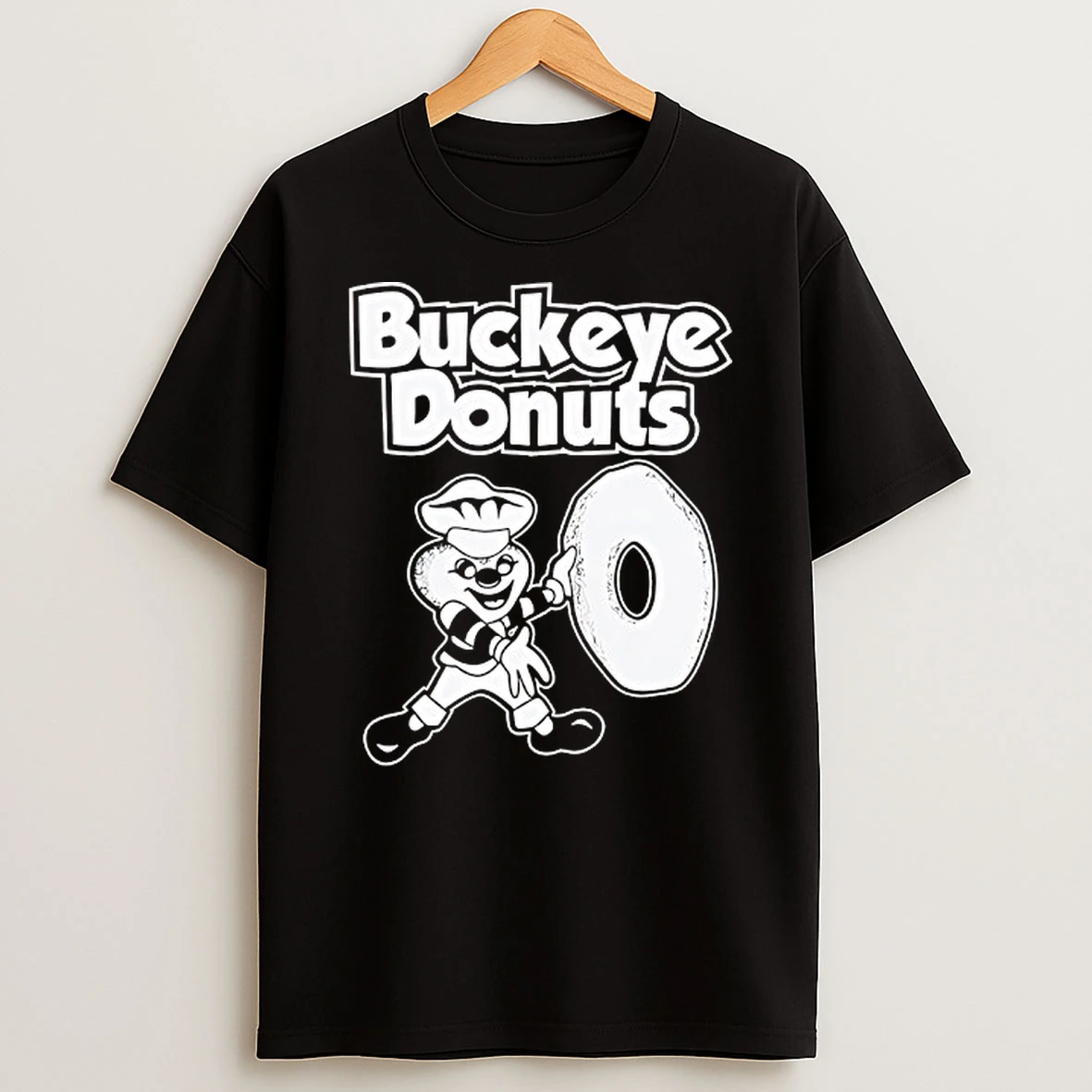 Ohio State Buckeye Mascot Holding Donut Buckeye Donuts Shirts