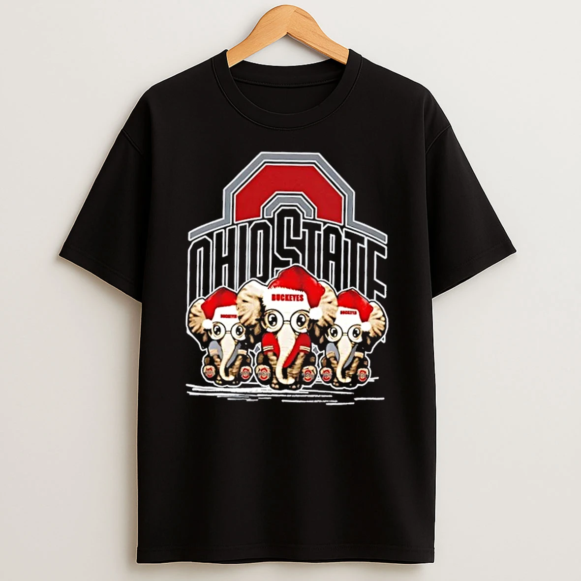 Ohio State Buckeyes X Elephants Santa Hat Merry Christmas Shirts