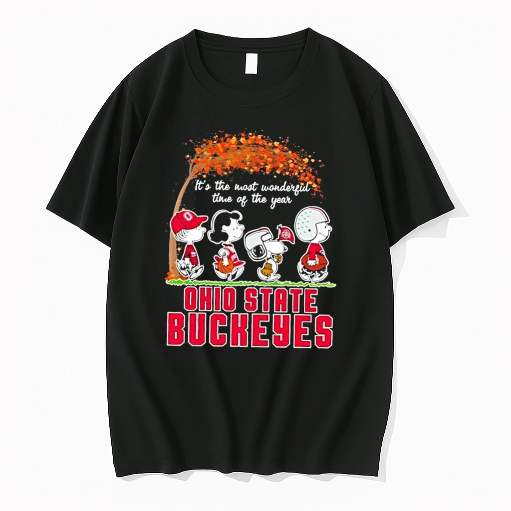 Ohio State Buckeyes X Peanuts Snoopy And Friends Autumn Its The Most Wonderful Time Of The Year Shirts