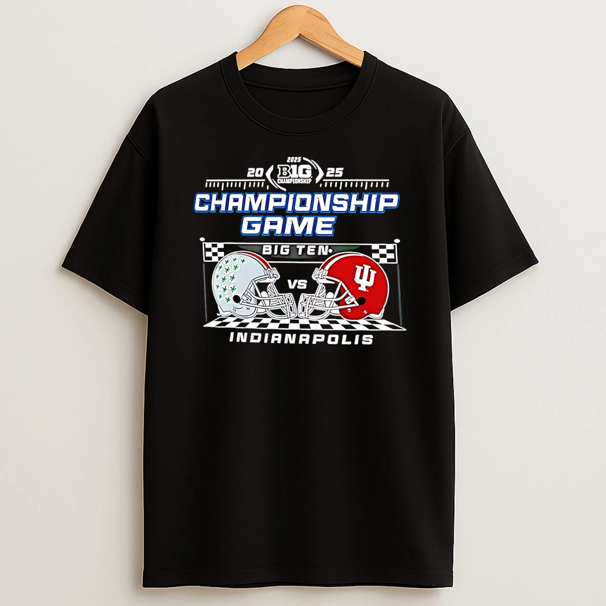 Ohio State Vs Indiana Indianapolis Big Ten 2025 Football Championship Helmets Shirts