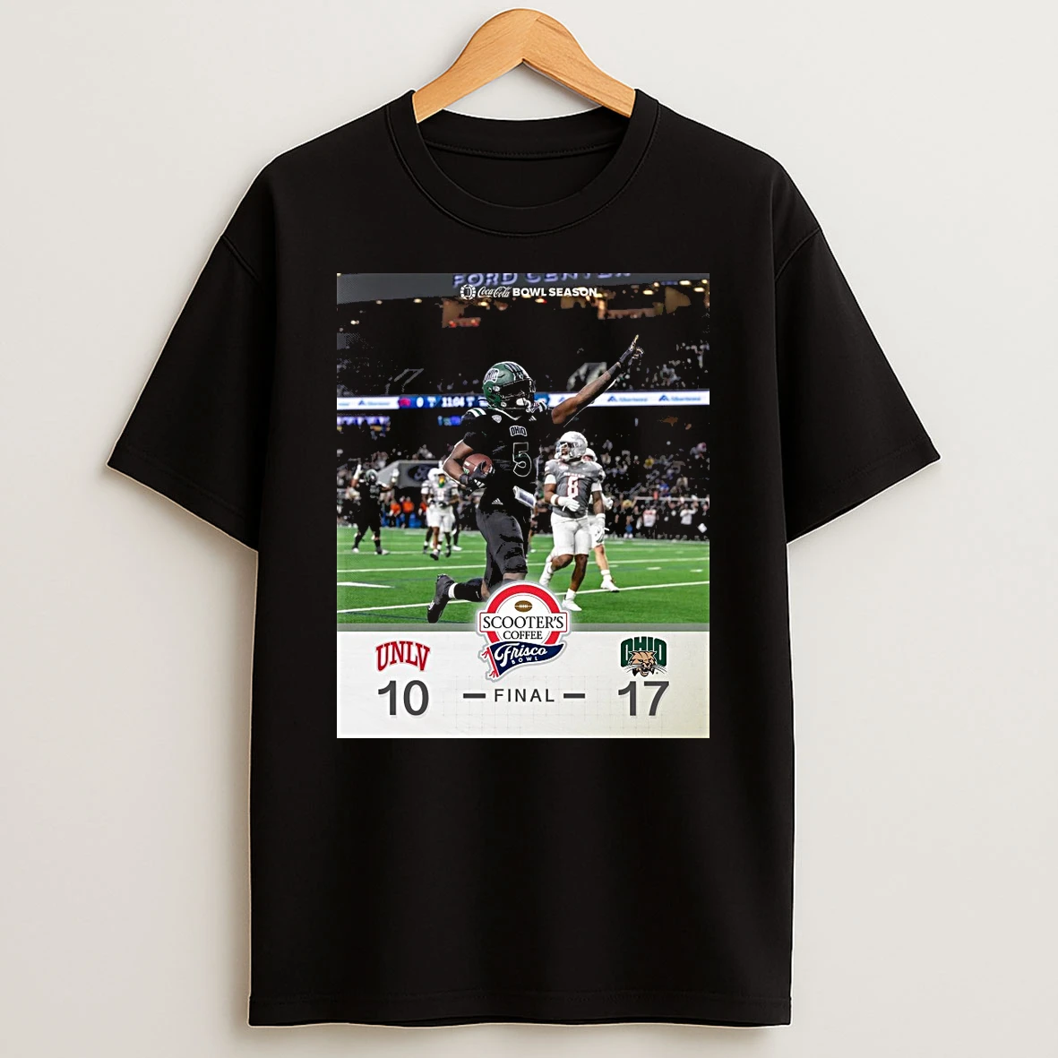 Ohio Defeated Unlv Rebels Final Score 17 10 2025 Scooters Coffee Frisco Bowl Shirts