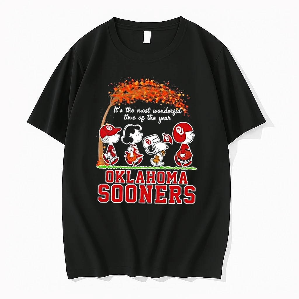 Oklahoma Sooners X Peanuts Snoopy And Friends Autumn Its The Most Wonderful Time Of The Year Shirts