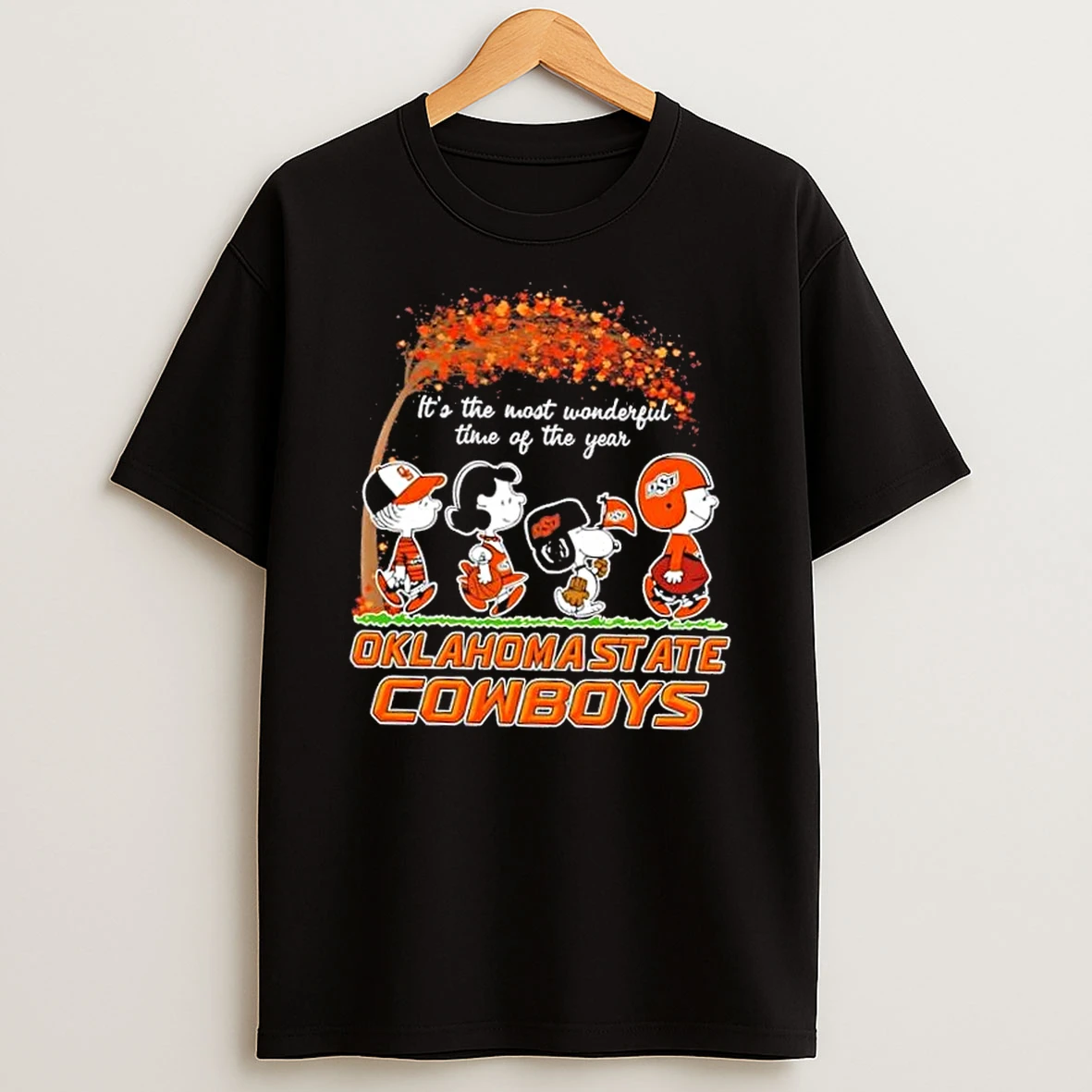 Oklahoma State Cowboys X Peanuts Snoopy And Friends Autumn Its The Most Wonderful Time Of The Year Shirts