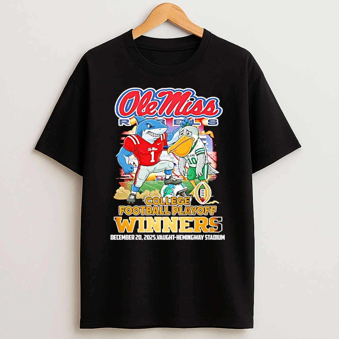 Ole Miss Rebels 2025 College Playoff Ncaa Winners Beat Tulane Mascots Shirts