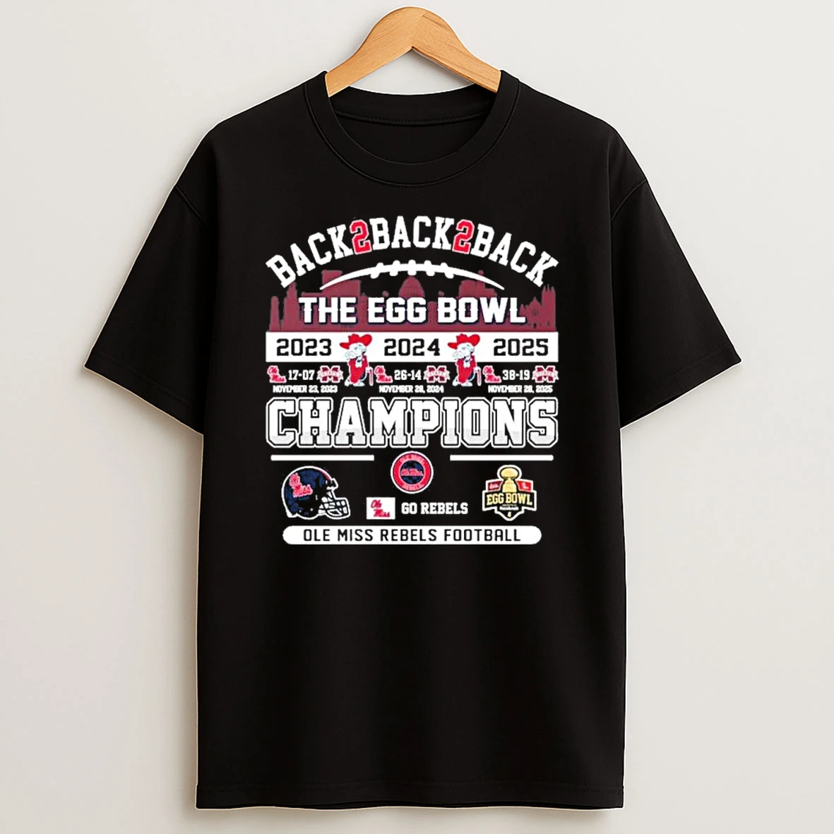 Ole Miss Rebels Back 2 Back 2 Back The Egg Bowl Champions Shirts