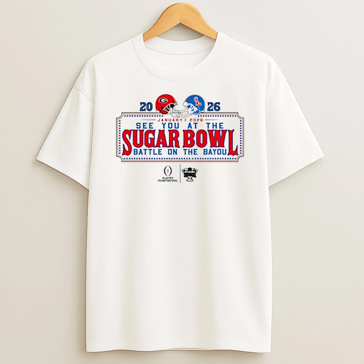 Ole Miss Rebels Vs Georgia Bulldogs Cfp 2026 See You At The Sugar Bowl Dueling Shirts