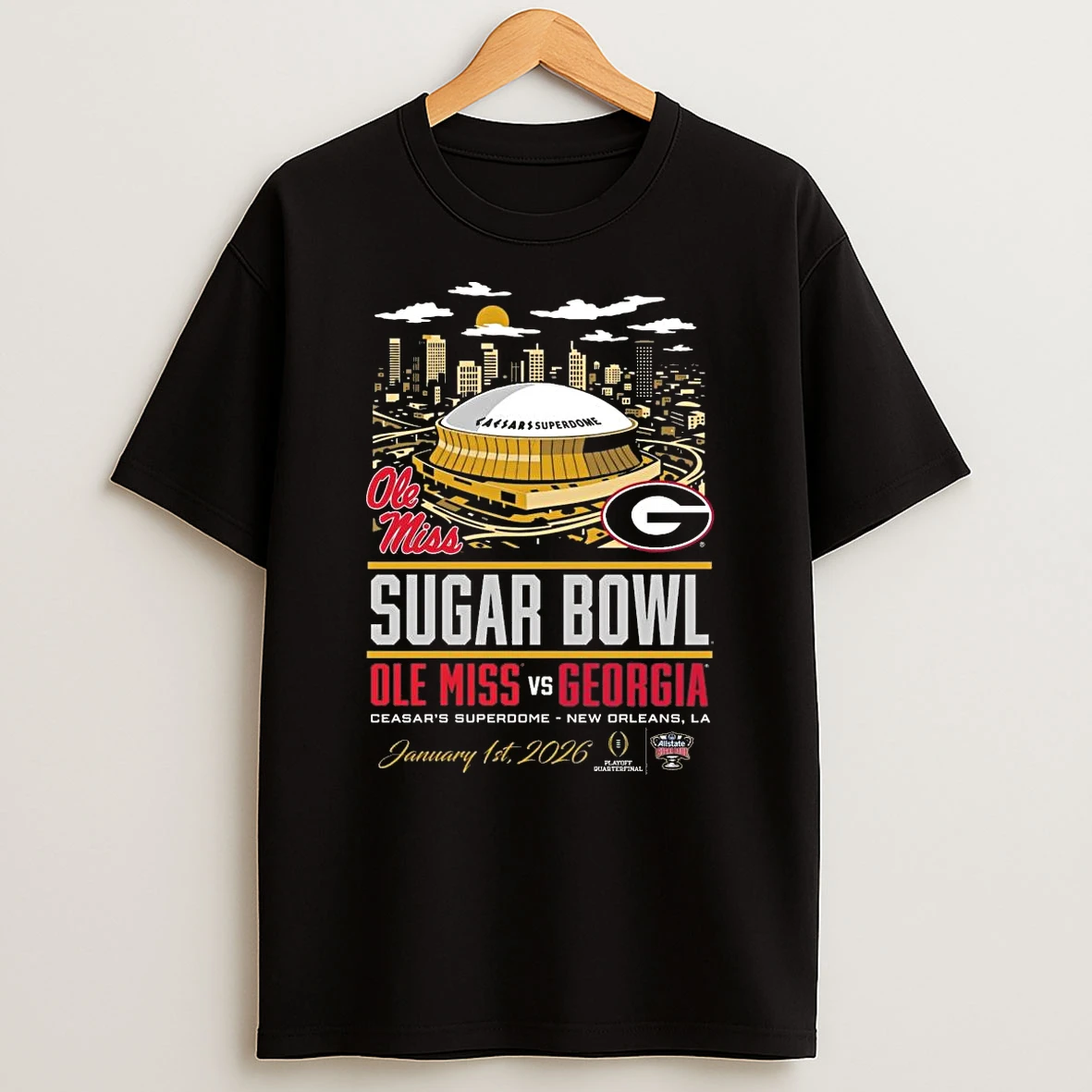 Ole Miss Vs Georgia Sugar Bowl Stadium 2026 Shirts