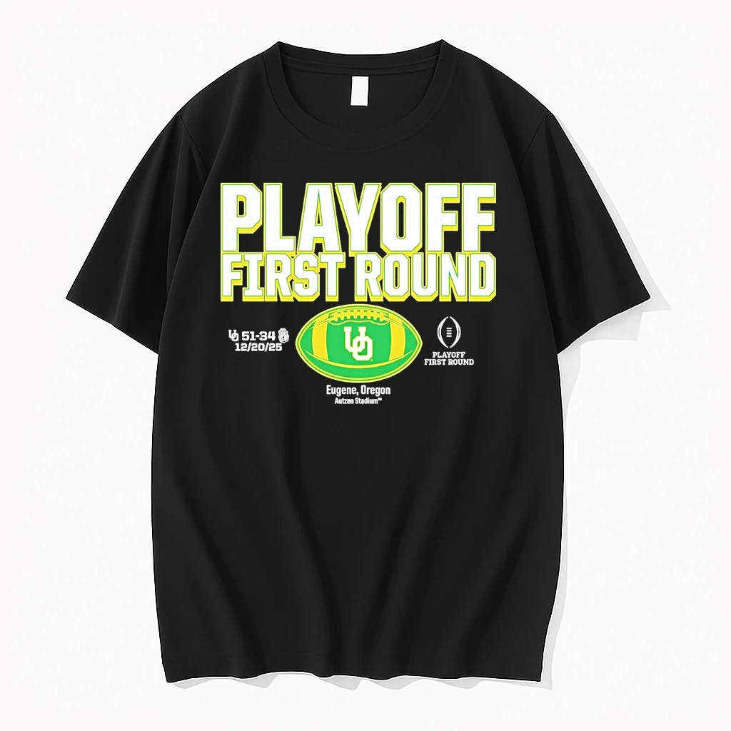 Oregon Ducks 2025 Cfp First Round Winner 12 20 25 Eugene Or Autzen Stadium Shirts