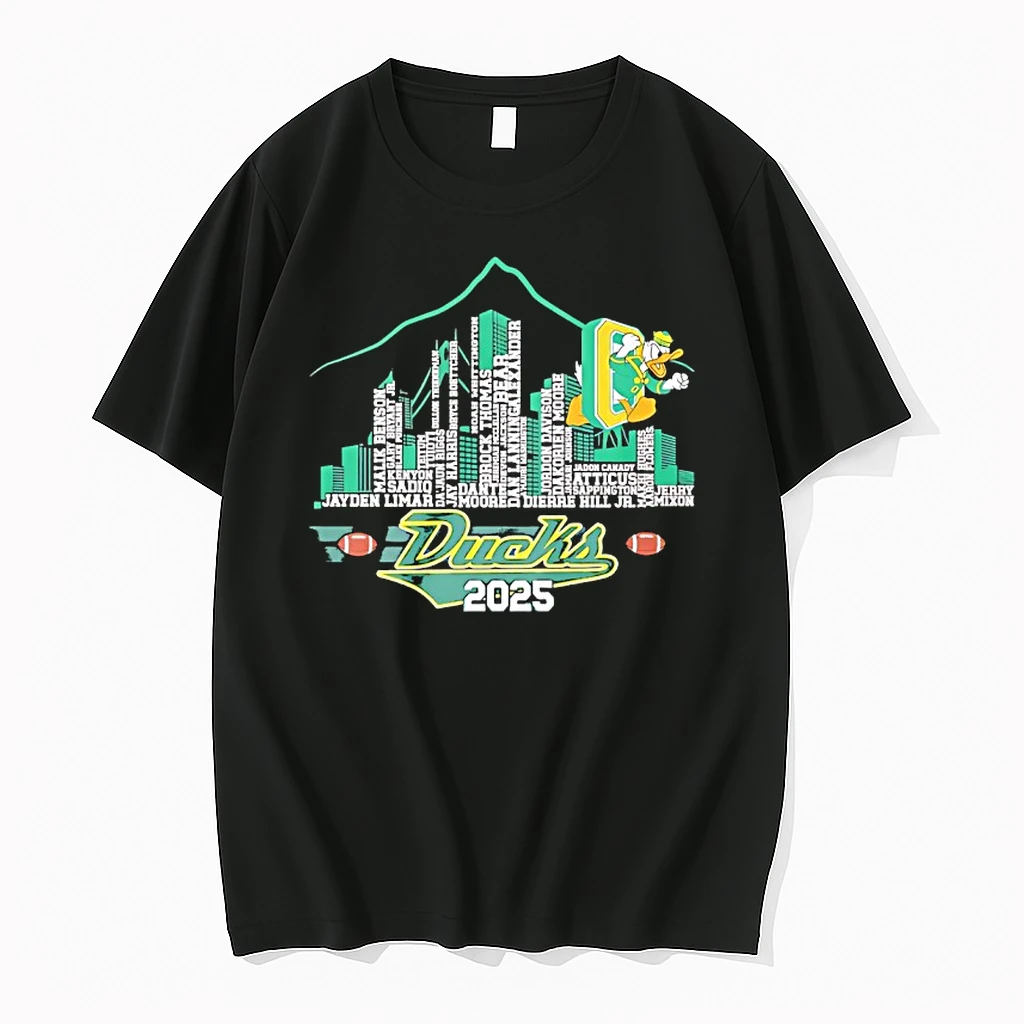 Oregon Ducks 2025 Mascot Cityscape Silhouette Shirts