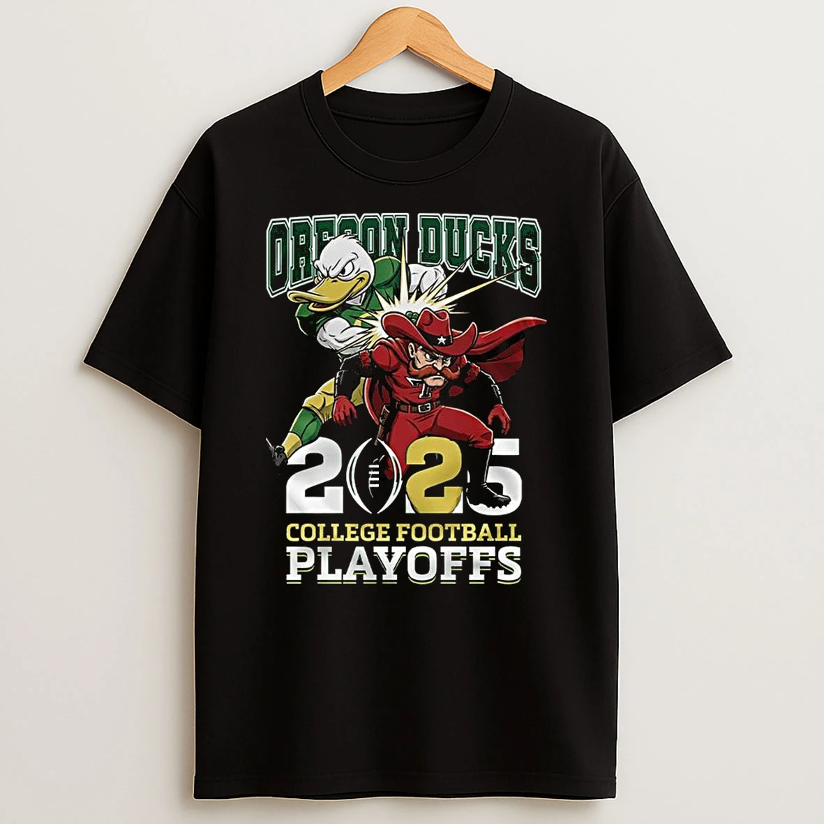 Oregon Ducks Beat Texas Tech 2025 College Football Playoffs Mascot Shirts