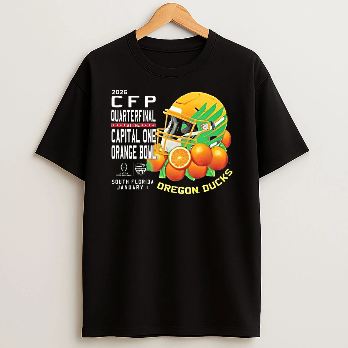 Oregon Ducks Helmet 2026 Cfp Quarterfinal Capital One Orange Bowl Shirts