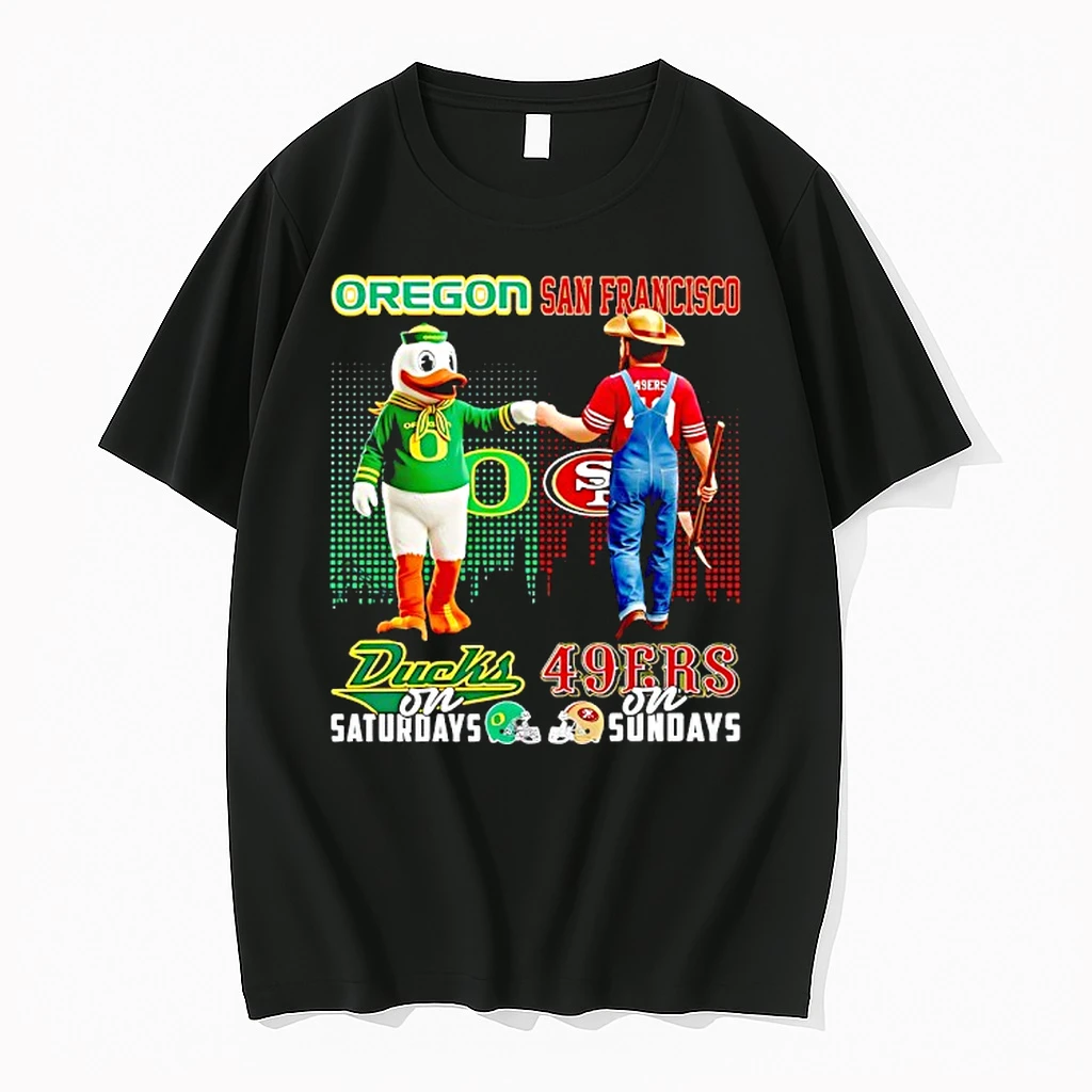 Oregon Ducks On Saturdays Vs San Francisco 49ers On Sundays Gameday Mascot Shirts