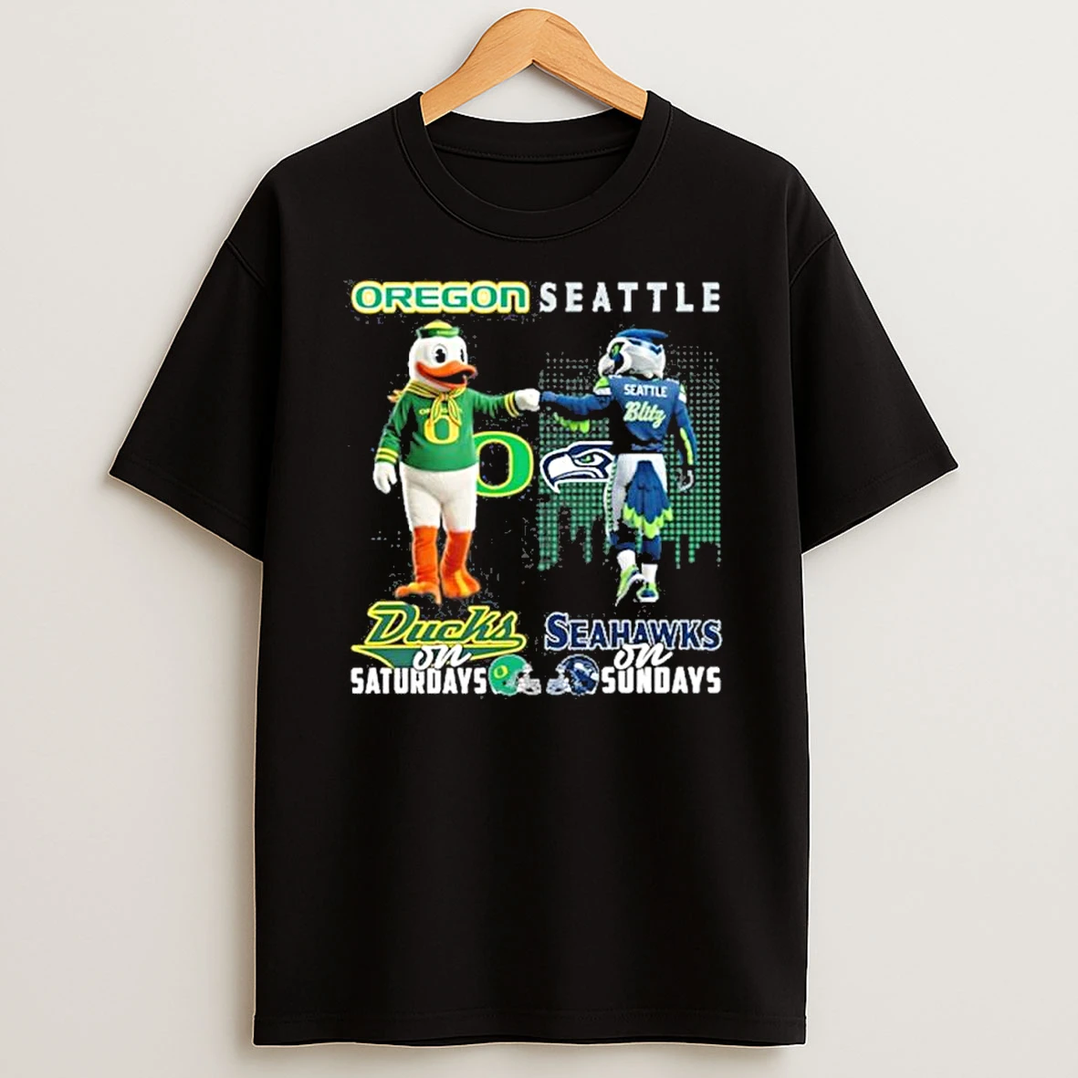Oregon Ducks Vs Seattle Seahawks Mascot On Saturdays And On Sundays Shirts