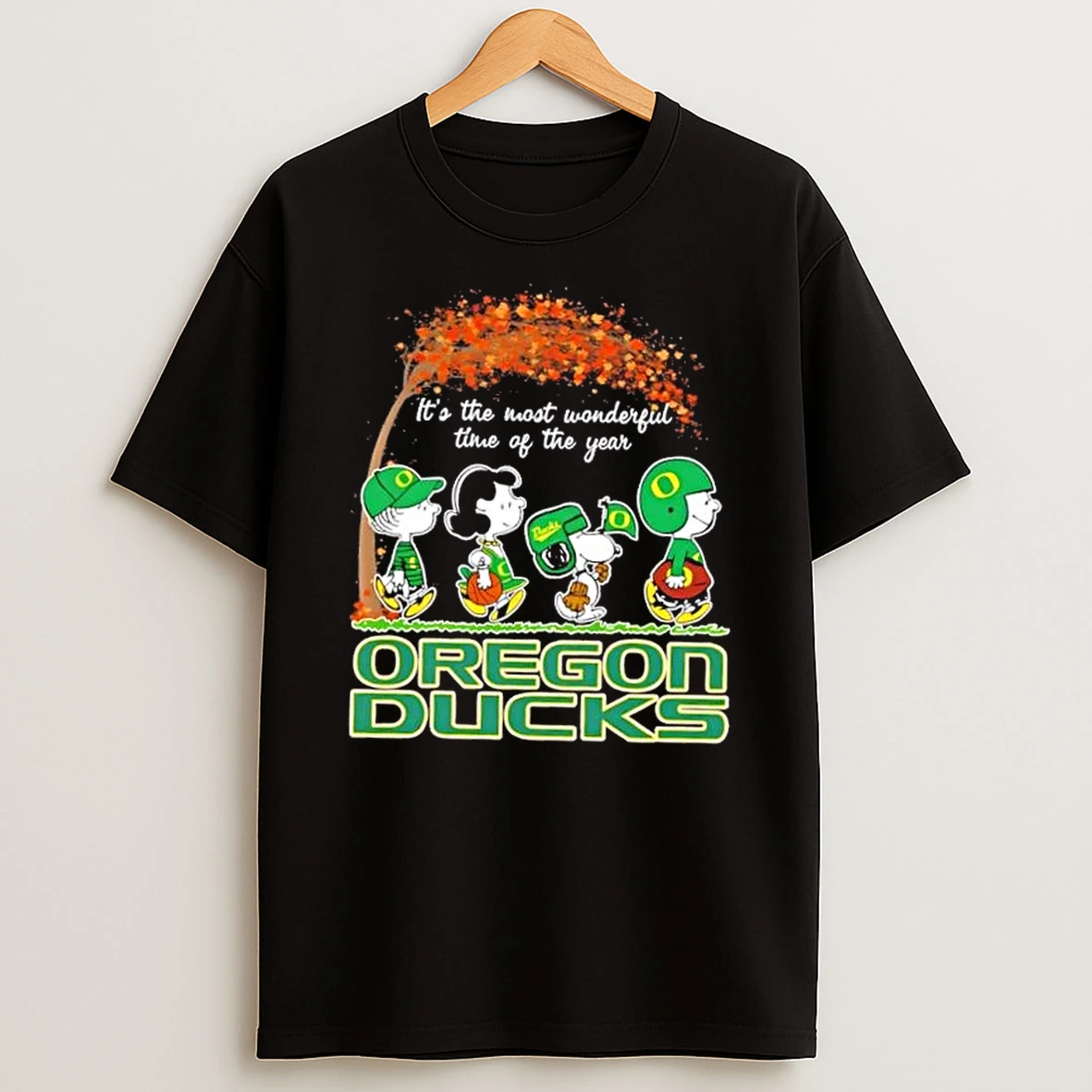 Oregon Ducks X Peanuts Snoopy And Friends Autumn Its The Most Wonderful Time Of The Year Shirts