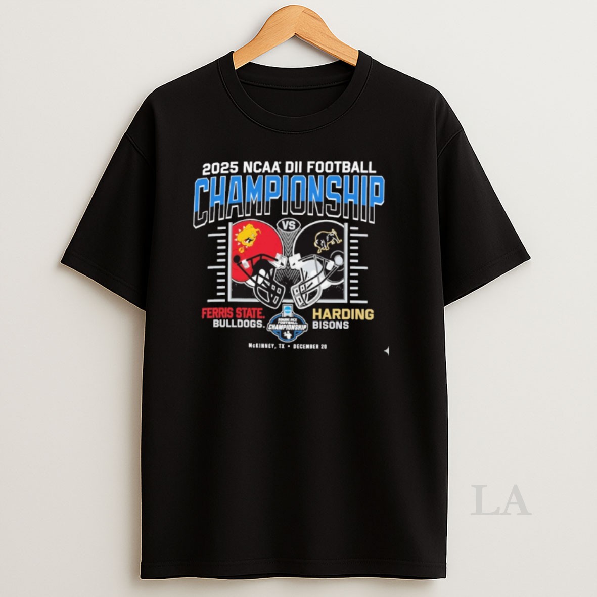 Original 2025 Ncaa Division Ii Football Championship Ferris State Vs Harding 20 December Mckinney Tx Helmets Shirt