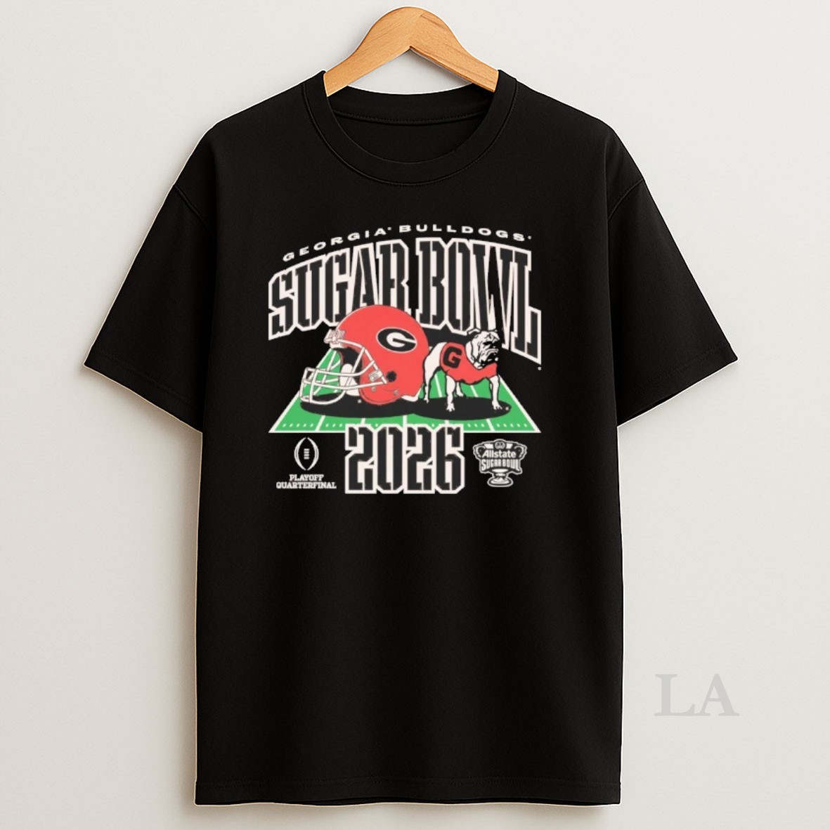 Original 2026 Georgia Bulldogs Allstate Sugar Bowl Playoff Quarterfinal Helmet And Mascot Shirt