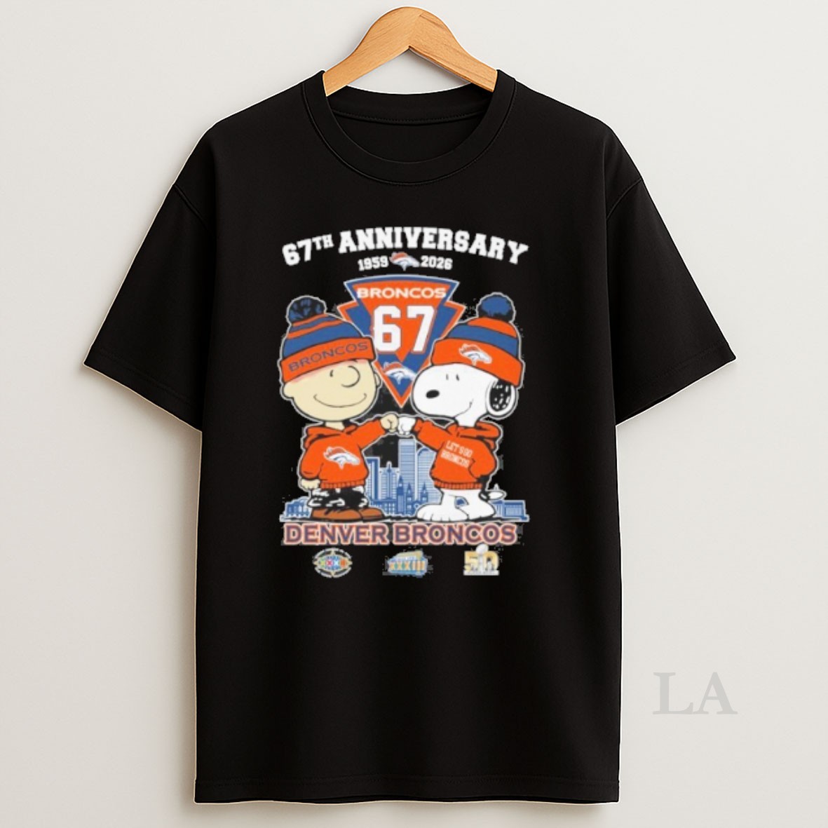 Original 67th Anniversary 1959 2026 Brown And Snoopy Denver Broncos Logo Shirt