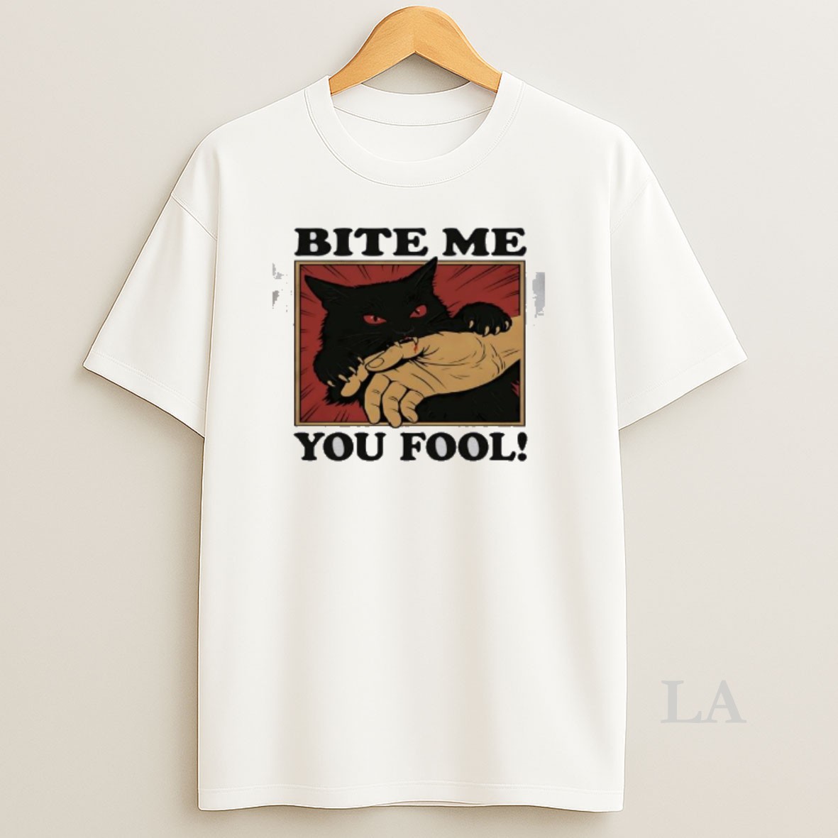 Original Biting Black Cat Bite Me You Fool Shirt