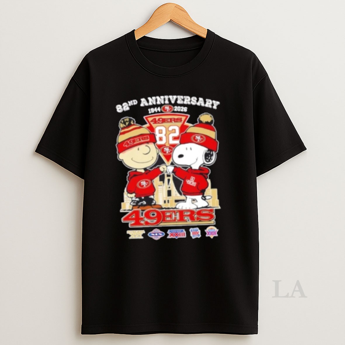 Original Charlie Brown And Snoopy Super Bowl 82nd Anniversary 1944 2026 San Francisco 49ers Football Skyline Shirt