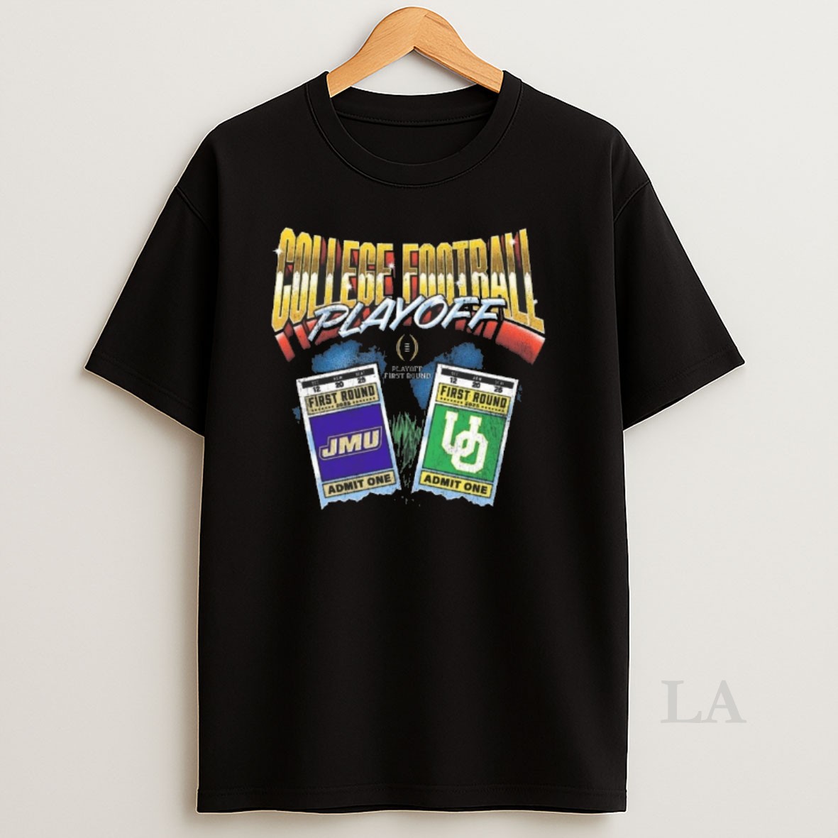 Original College Football Playoff 2025 First Round Oregon Ducks Vs James Madison Dukes Matchup Ticket Admit One Shirt