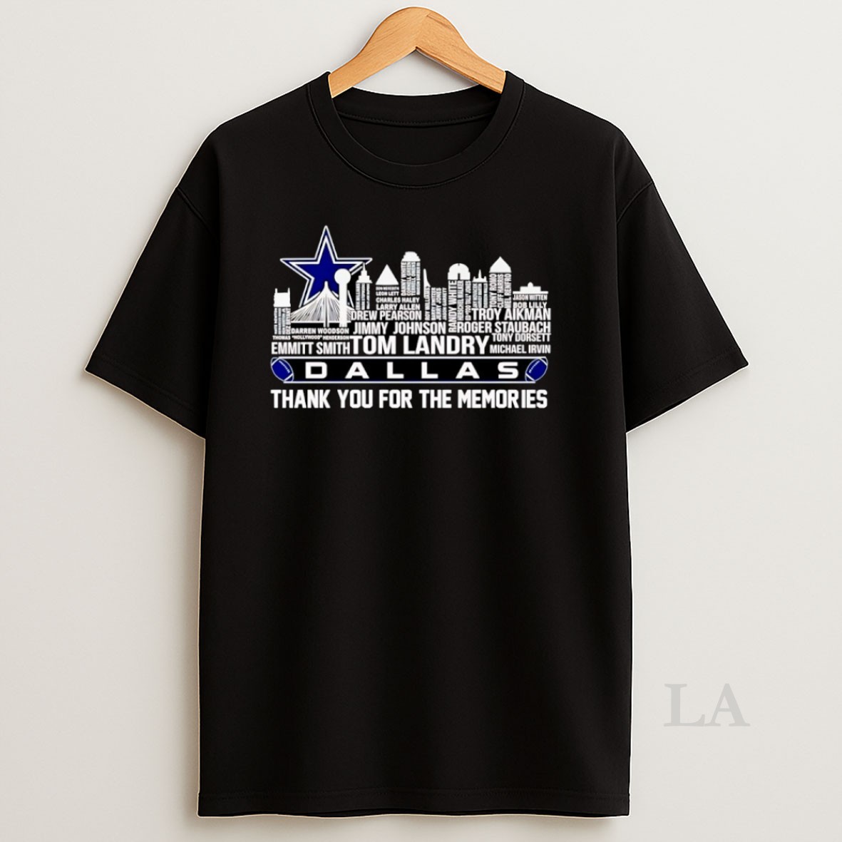 Original Dallas Cowboys Players Names Skyline City Thank You For The Memories Shirt