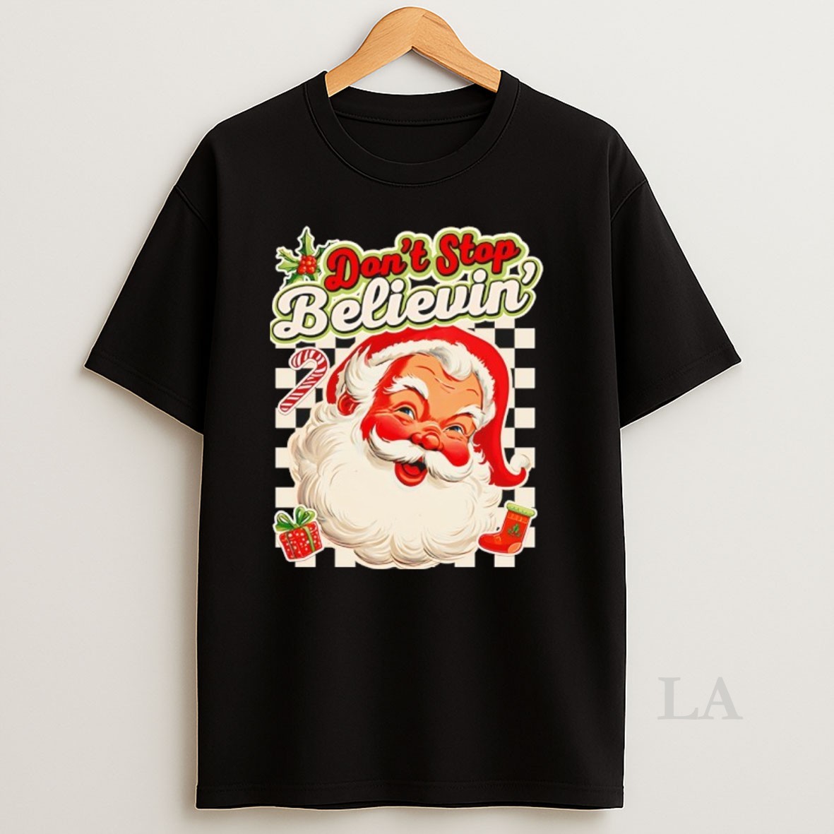 Original Dont Stop Believin Santa Shirt