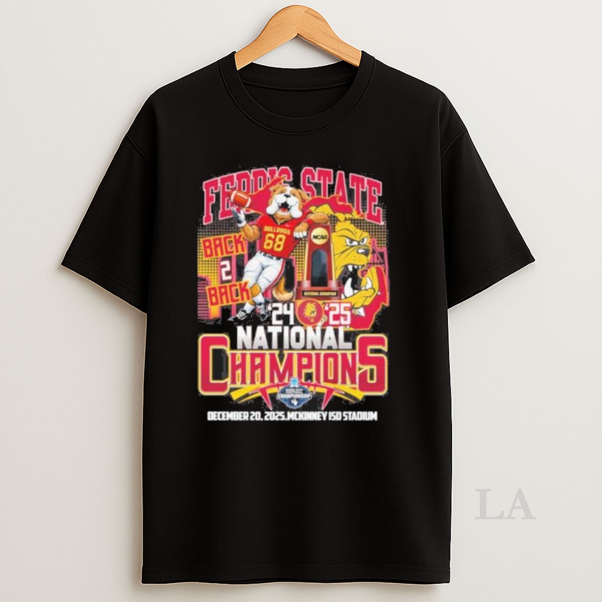 Original Ferris State Bulldogs Mascot Back 2 Back Ncaa Dii Football National Champions Shirt