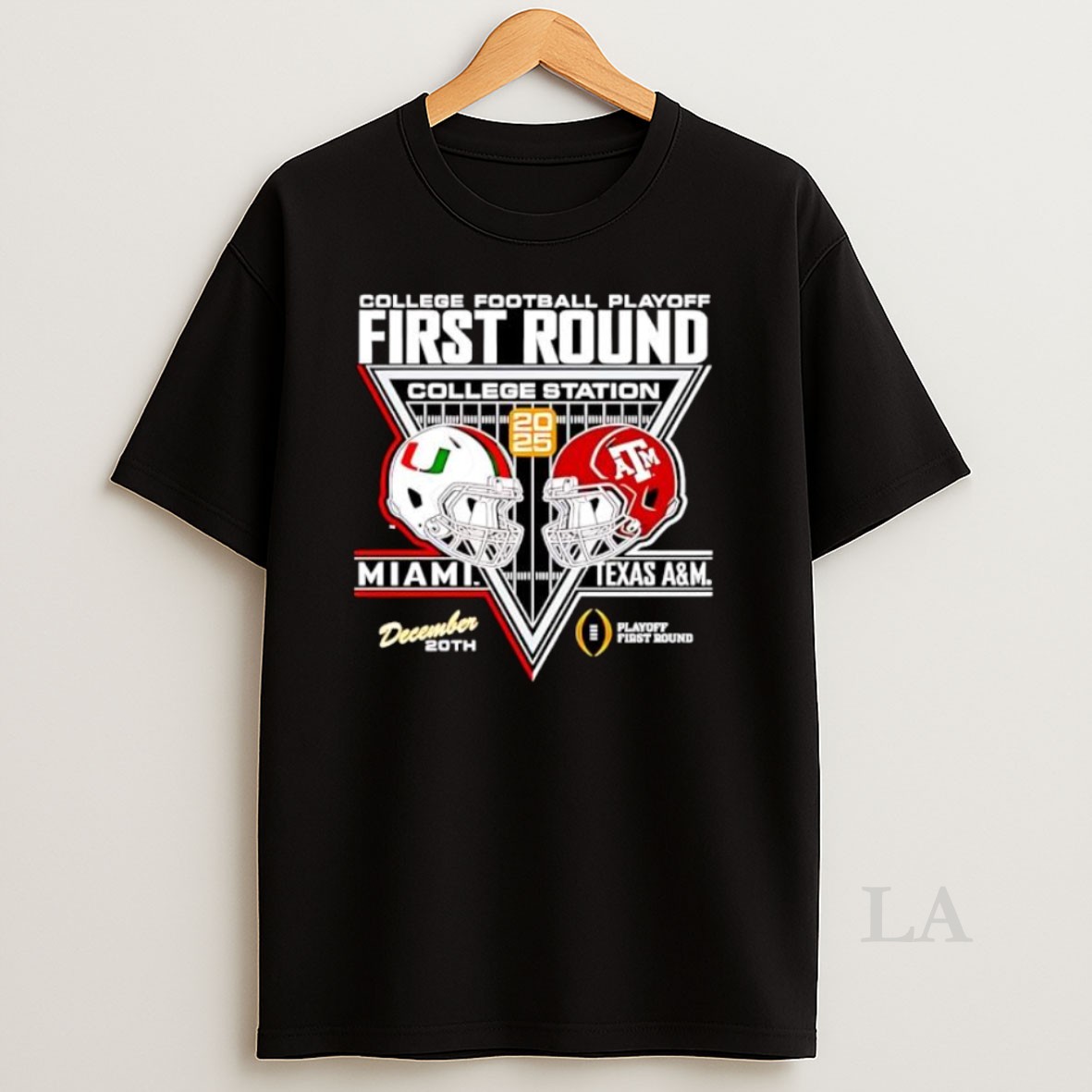 Original First Round Miami Hurricanes Vs Texas A And M Aggies 2025 2026 College Football Playoff Helmets Shirt