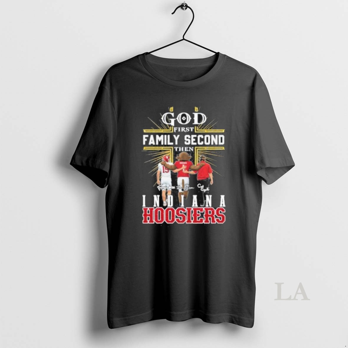 Original God First Family Second Then Indiana Hoosiers Mascot Fernando Mendoza Curt Cignetti Shirt