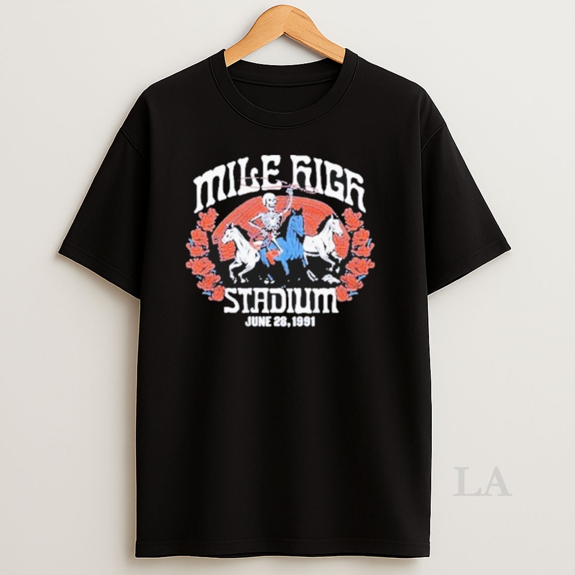 Original Grateful Dead X Broncos Skeleton Mile High Stadium Shirt