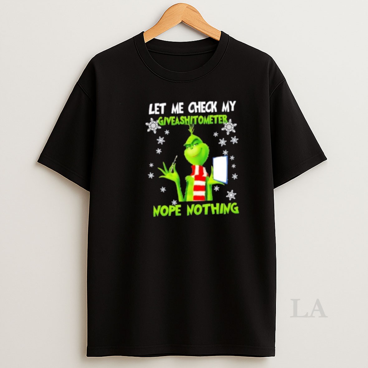 Original Grinch Let Me Check My Giveashitometer Nope Nothing Christmas Shirt