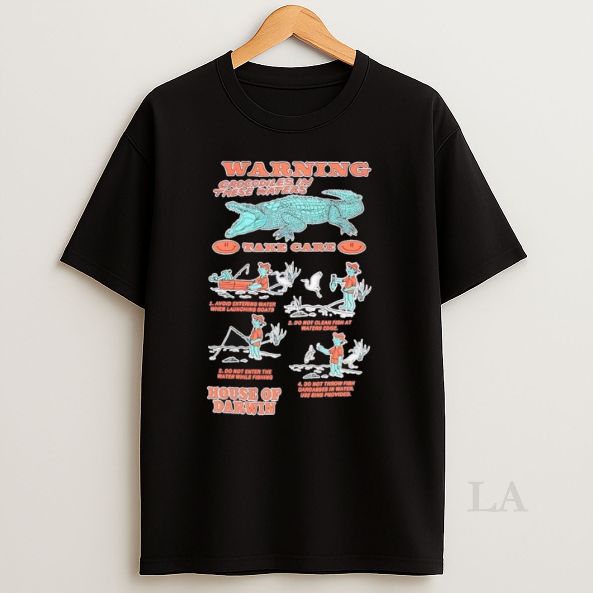 Original House Of Darwin Warning Crocodiles In These Waters Take Care Gator Shirt