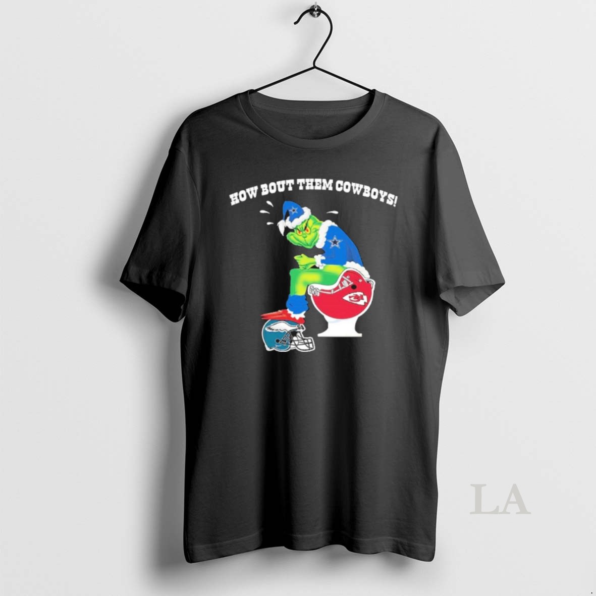 Original How Bout Them Cowboys Grinch Shitting On Toilet Kc Chiefs And Eagles Shirt