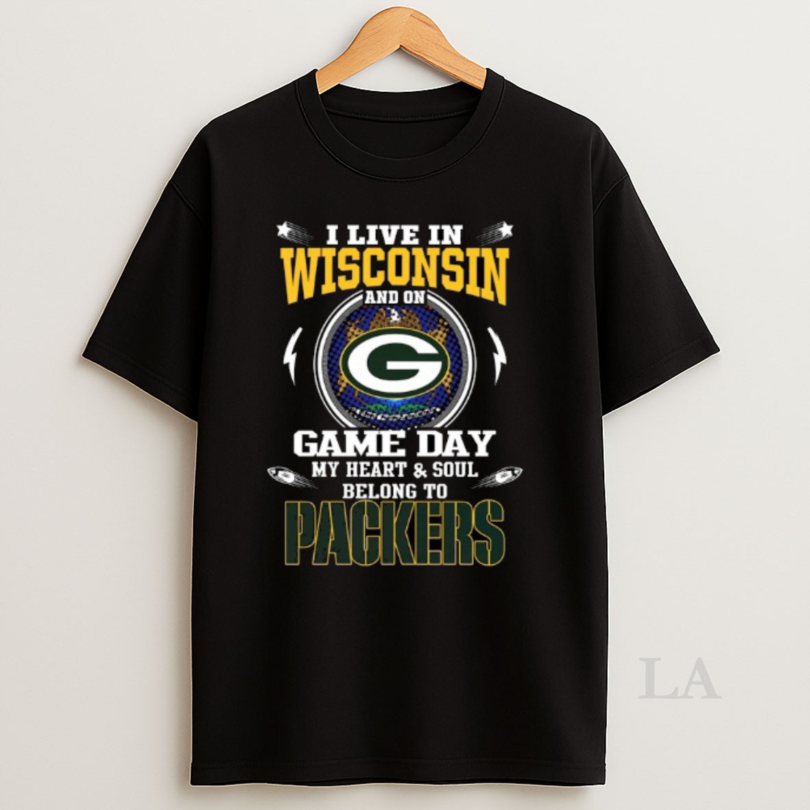 Original I Live In Wisconsin And On Game Day My Heart And Soul Belongs To Green Bay Packers 2025 Shirt