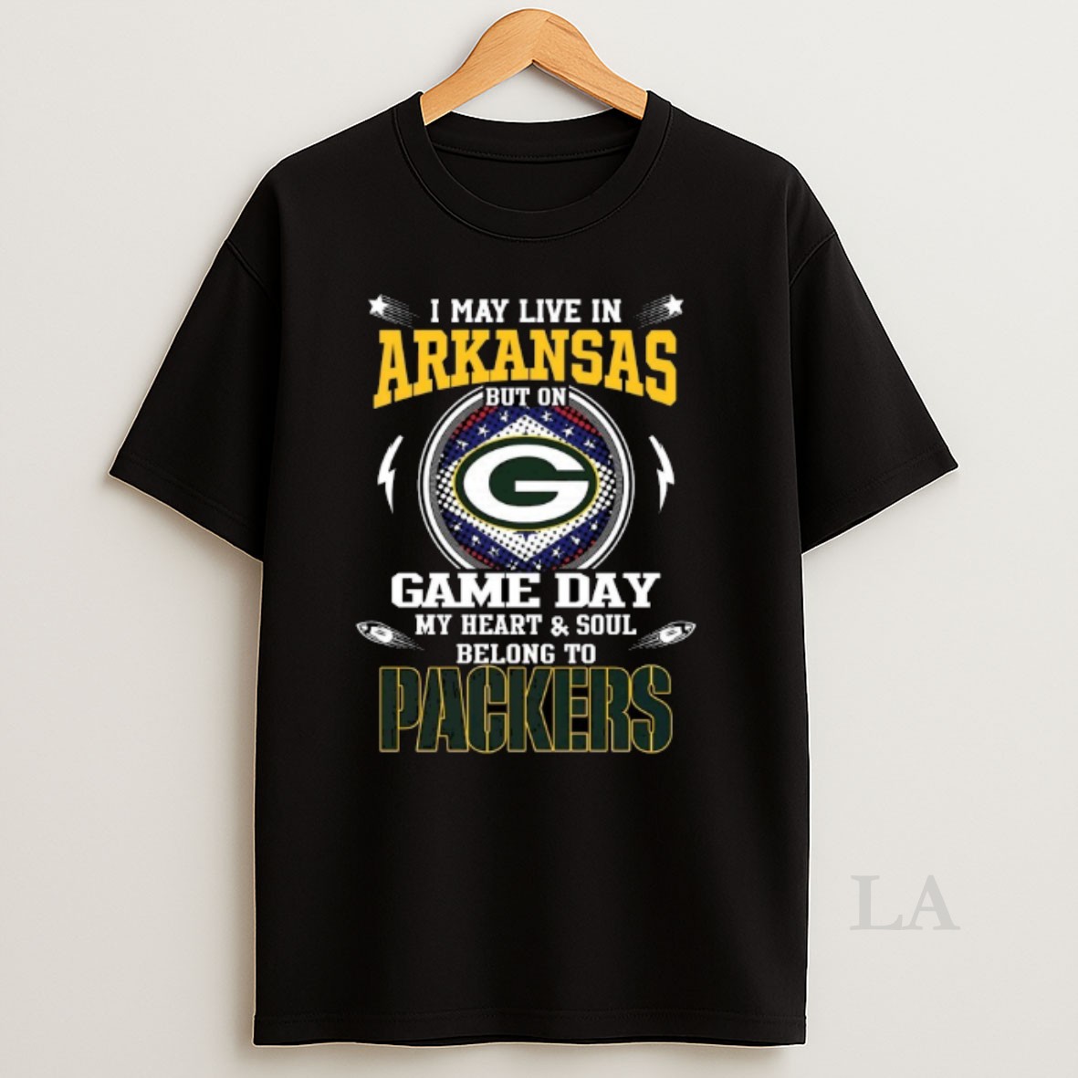 Original I May Live In Arkansas But On Game Day My Heart And Soul Belongs To To Green Bay Packers 2025 Shirt