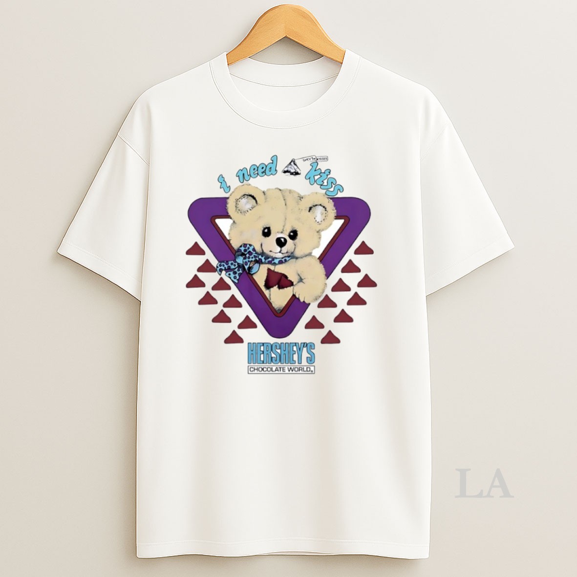 Original I Need A Kiss Hersheys Chocolate World Kisses Bear Circle Shirt