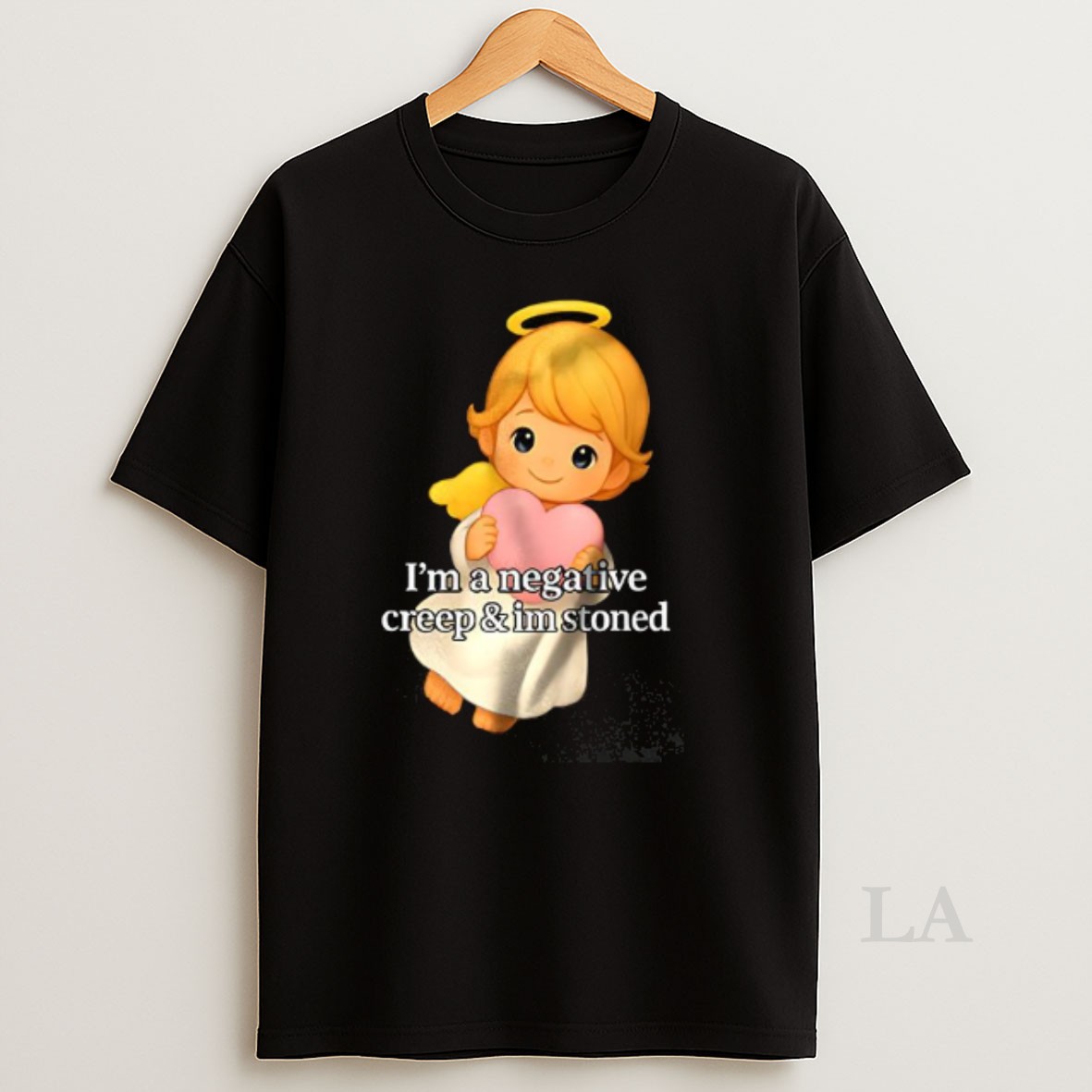 Original Im A Negative Creep And Im Stoned Little Angel Hugging A Heart Shirt