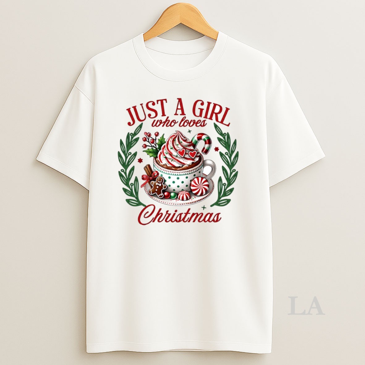 Original Just A Girl Who Loves Christmas Cocoa Circle Shirt