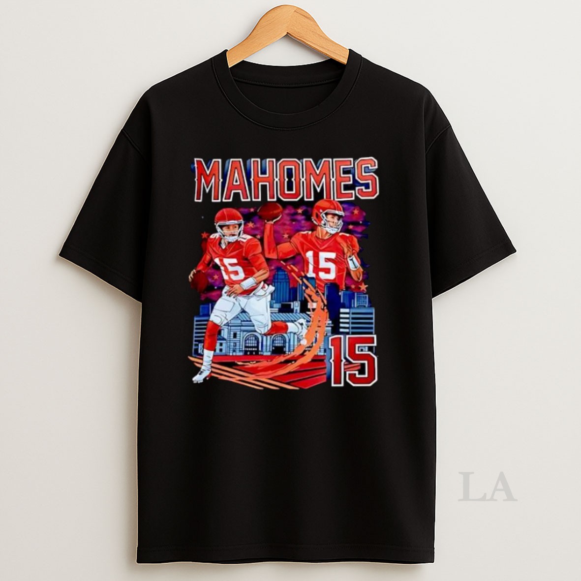 Original Kansas City Chiefs Patrick Mahomes 15 Player Graphic Skyline Shirt