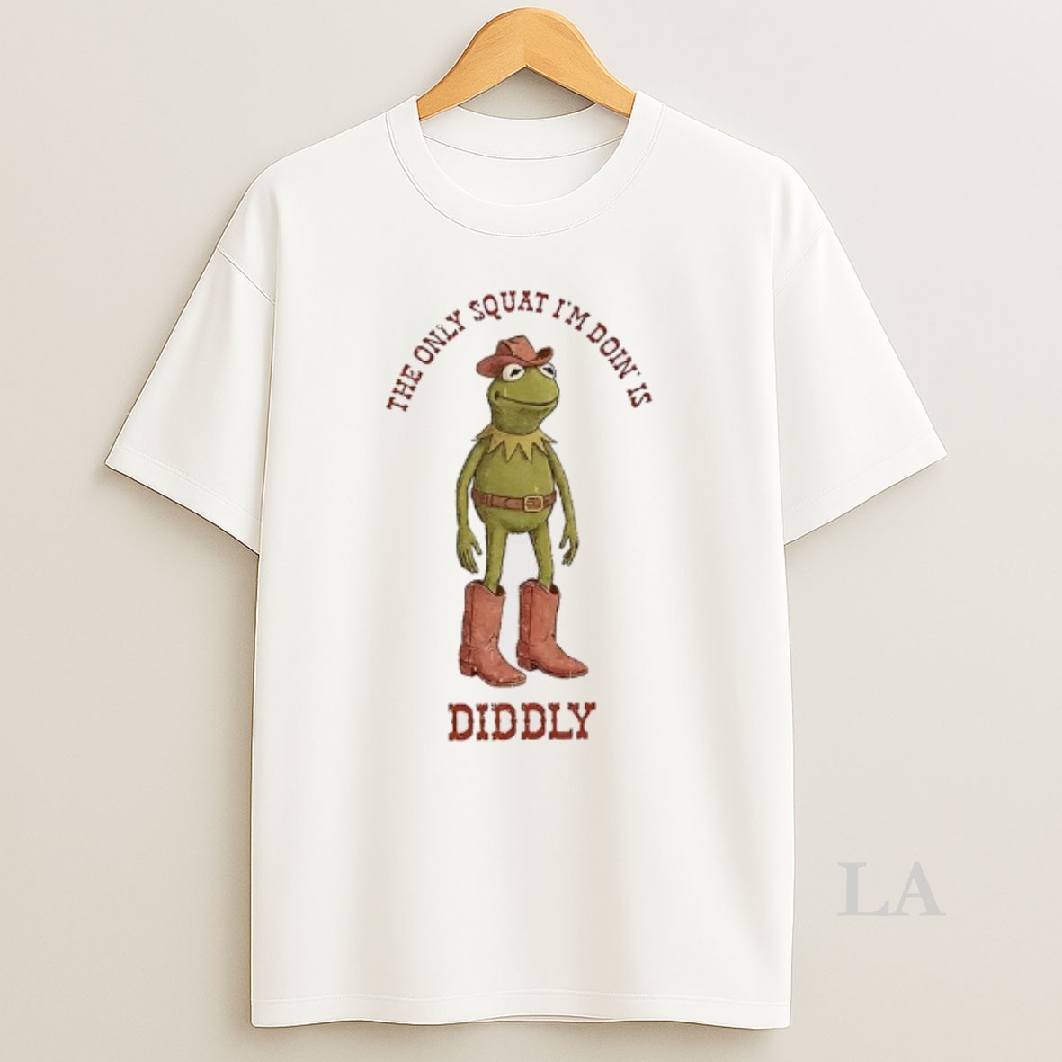 Original Kermit The Cowboy Frog The Only Squat Im Doin Is Diddly Muppet Shirt