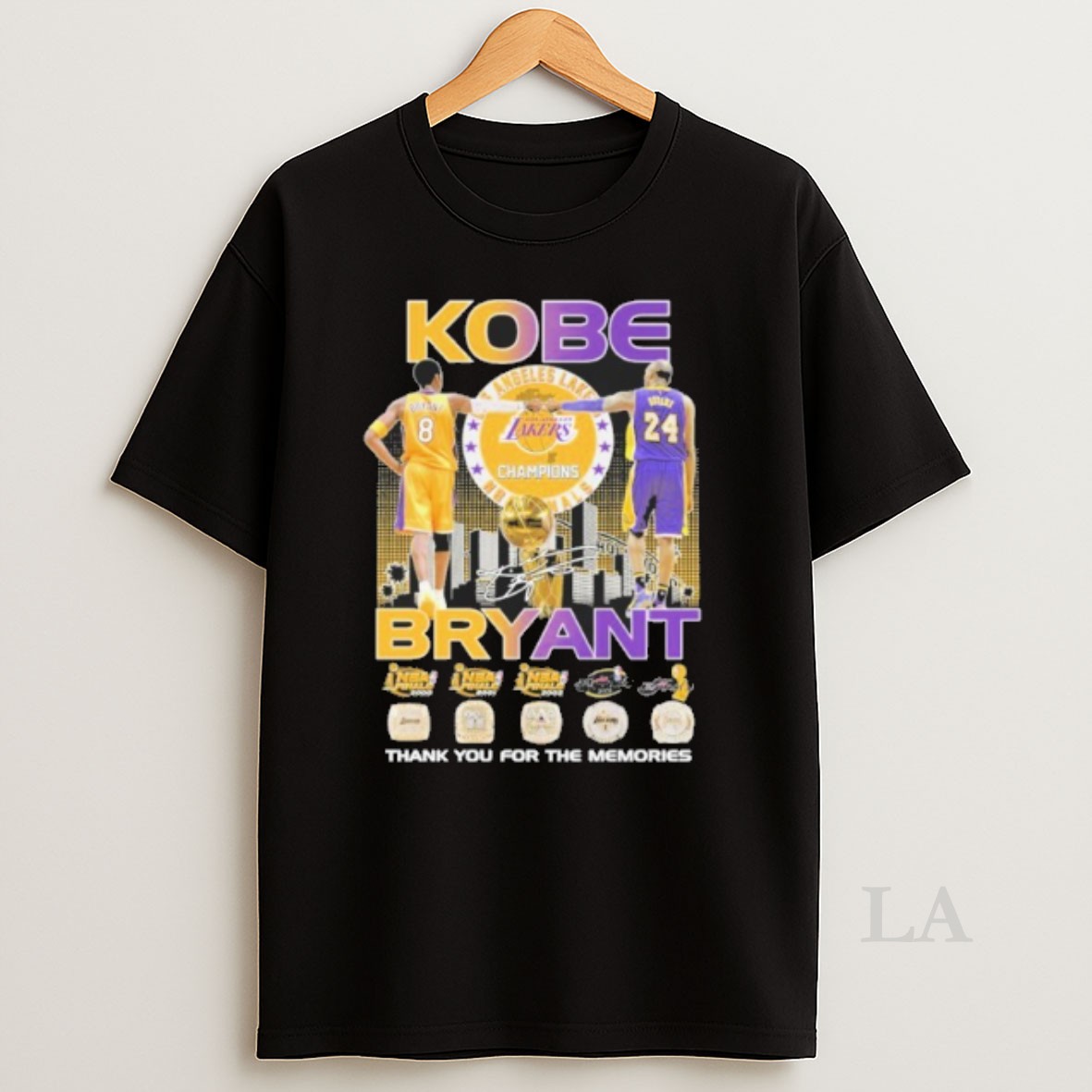 Original Kobe Bryant Player Signature Thank You For The Memories Shirt