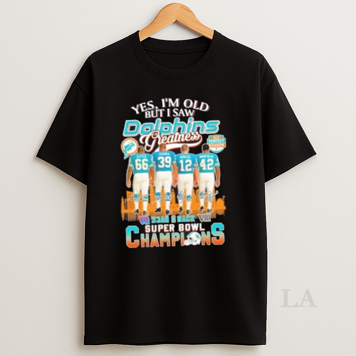 Original Little Csonka Griese Warfield Yes Im Old But I Saw Miami Dolphins Greatness Skyline Shirt