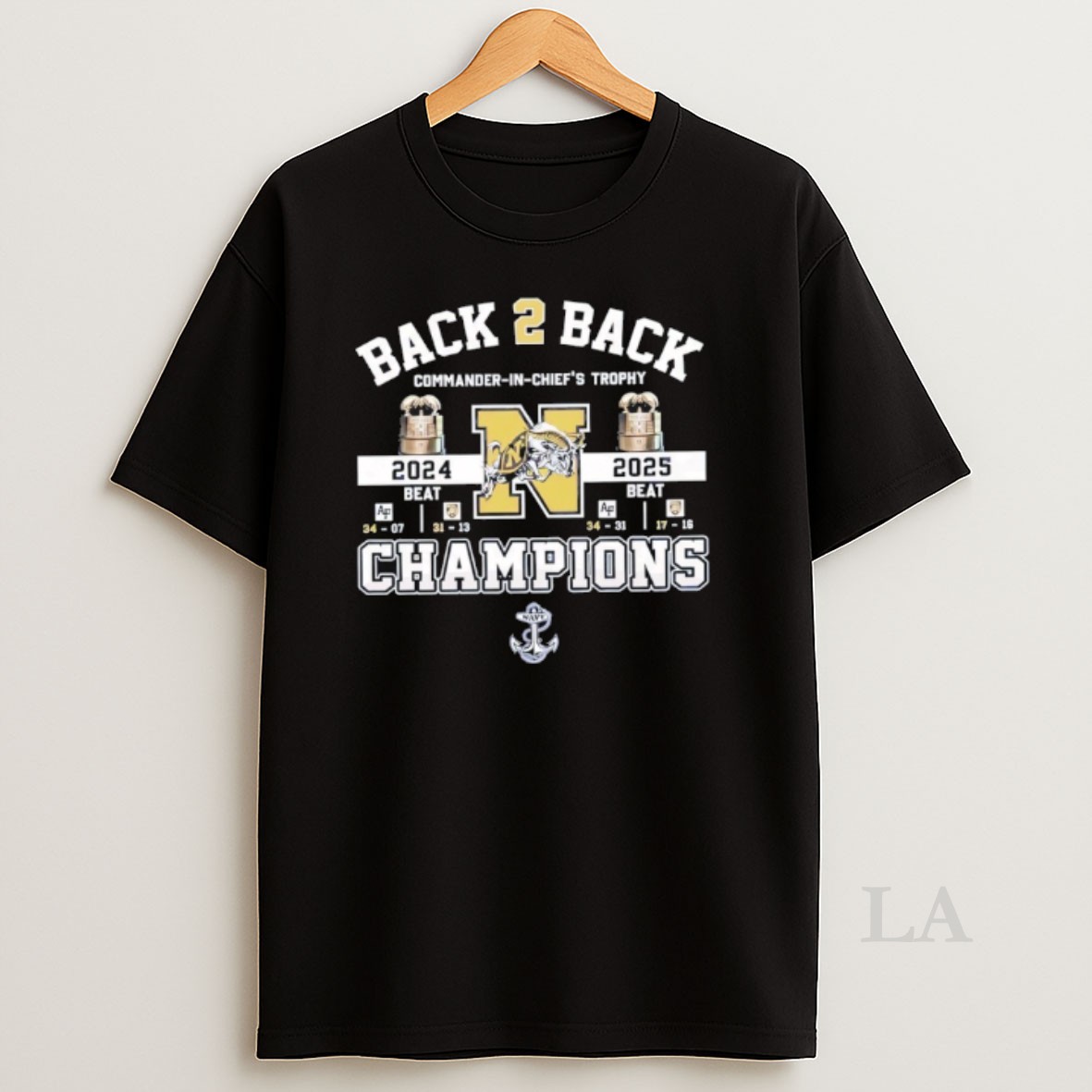 Original Midshipmen Back To Back Champions Commander In Chiefs Trophy Shirt